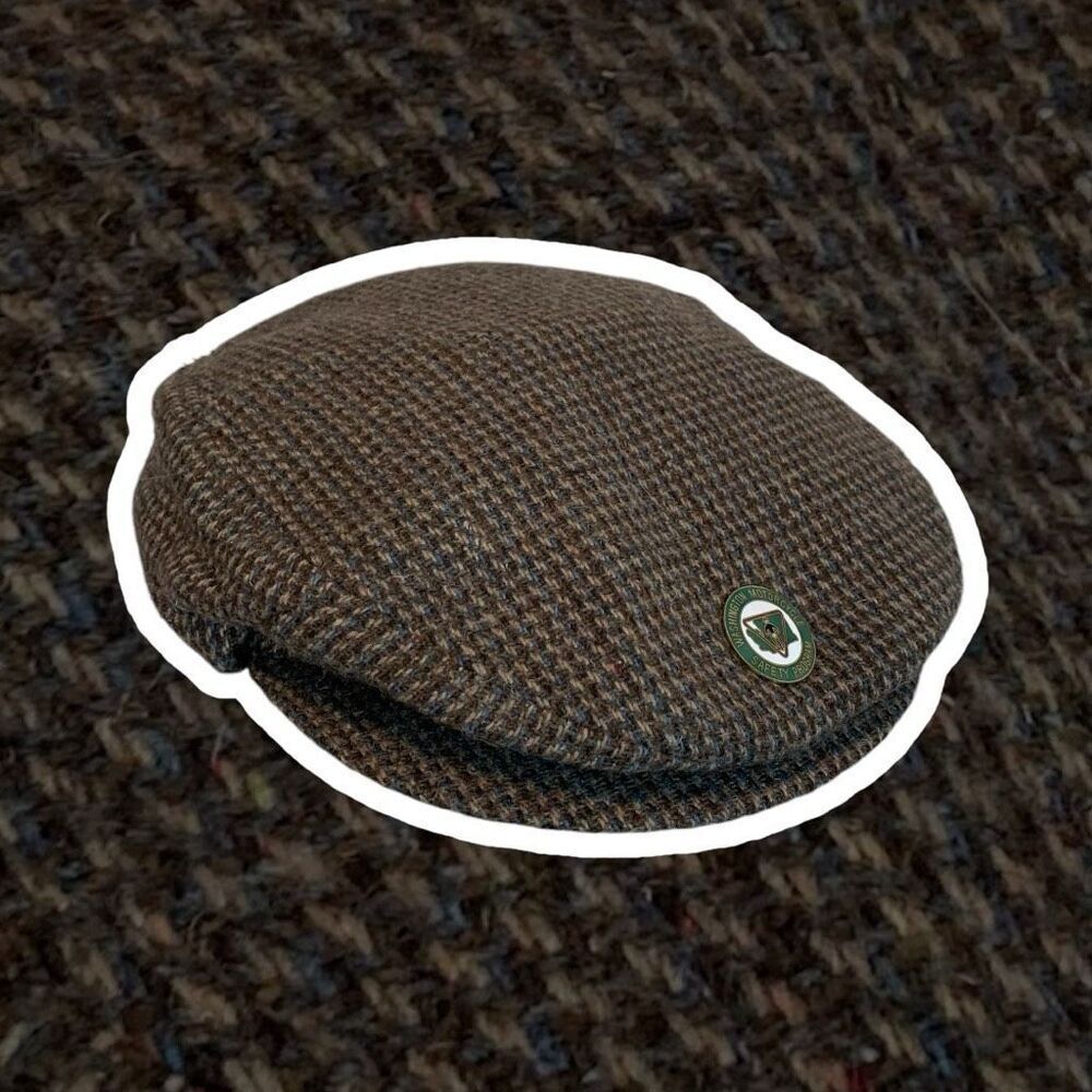 Vintage Brown Plaid Wool Captains Hat Cabbie Cab Hat Unisex